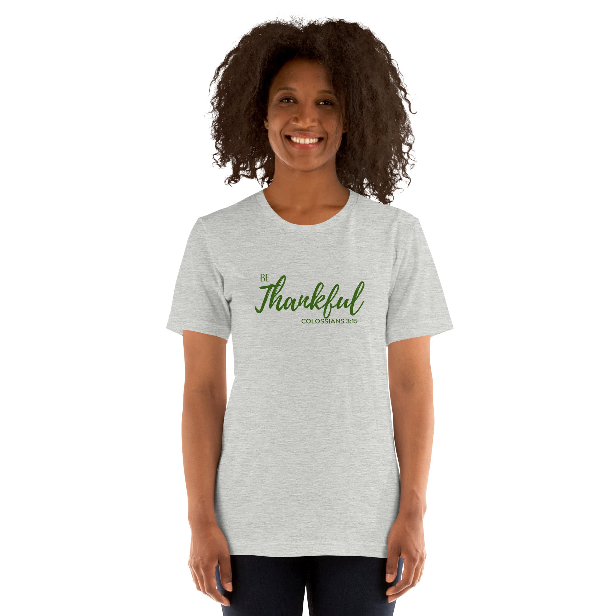 "Be Thankful" Colossians 3:15 Tee – Inspirational Thanksgiving Shirt- Ladies t-shirt