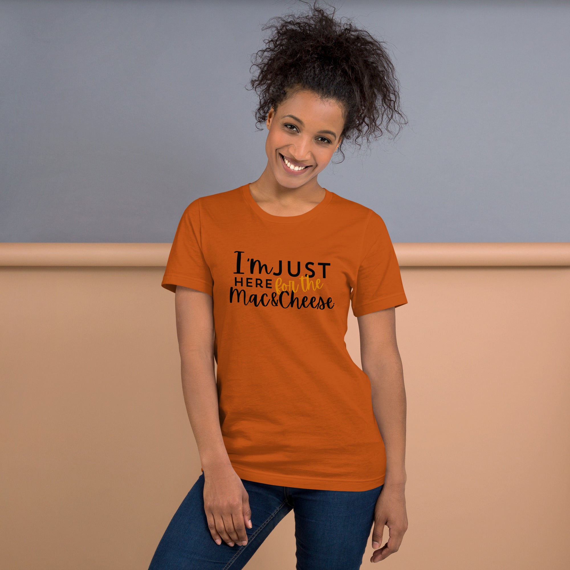 "I'm Just Here for the Mac & Cheese Tee – Comfort Food Thanksgiving Shirt"- Unisex t-shirt