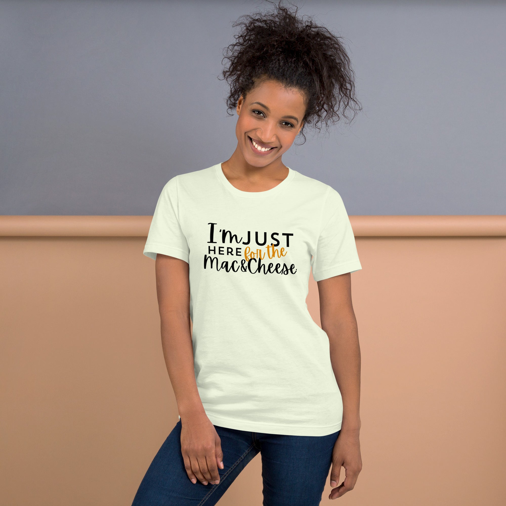 "I'm Just Here for the Mac & Cheese Tee – Comfort Food Thanksgiving Shirt"- Unisex t-shirt