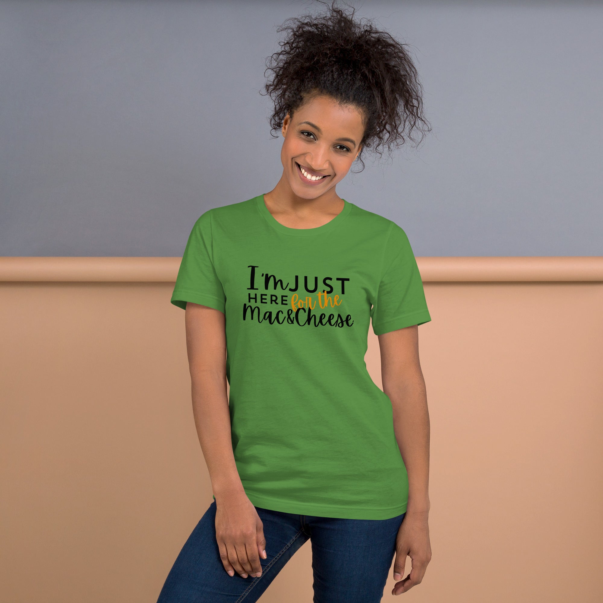 "I'm Just Here for the Mac & Cheese Tee – Comfort Food Thanksgiving Shirt"- Unisex t-shirt