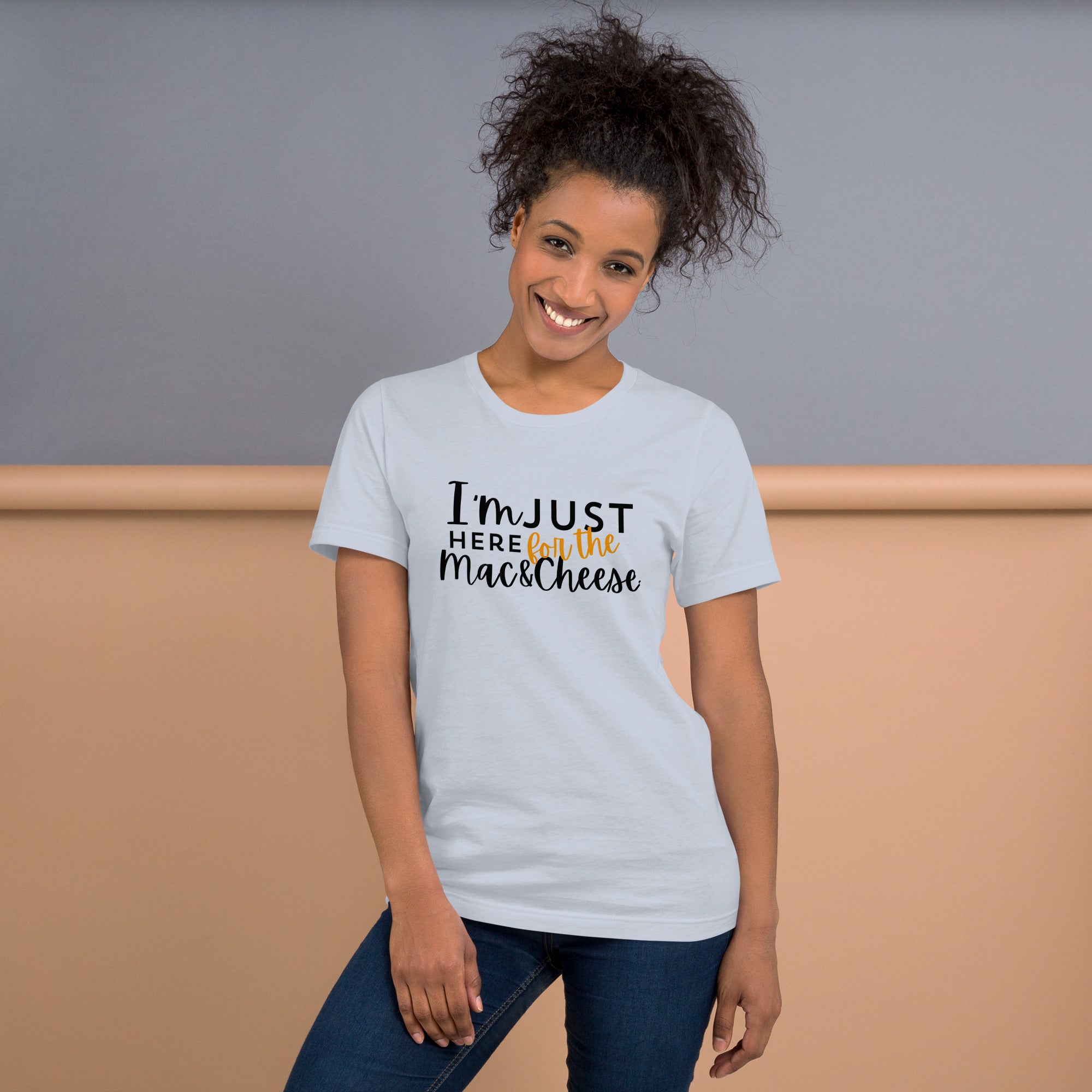 "I'm Just Here for the Mac & Cheese Tee – Comfort Food Thanksgiving Shirt"- Unisex t-shirt