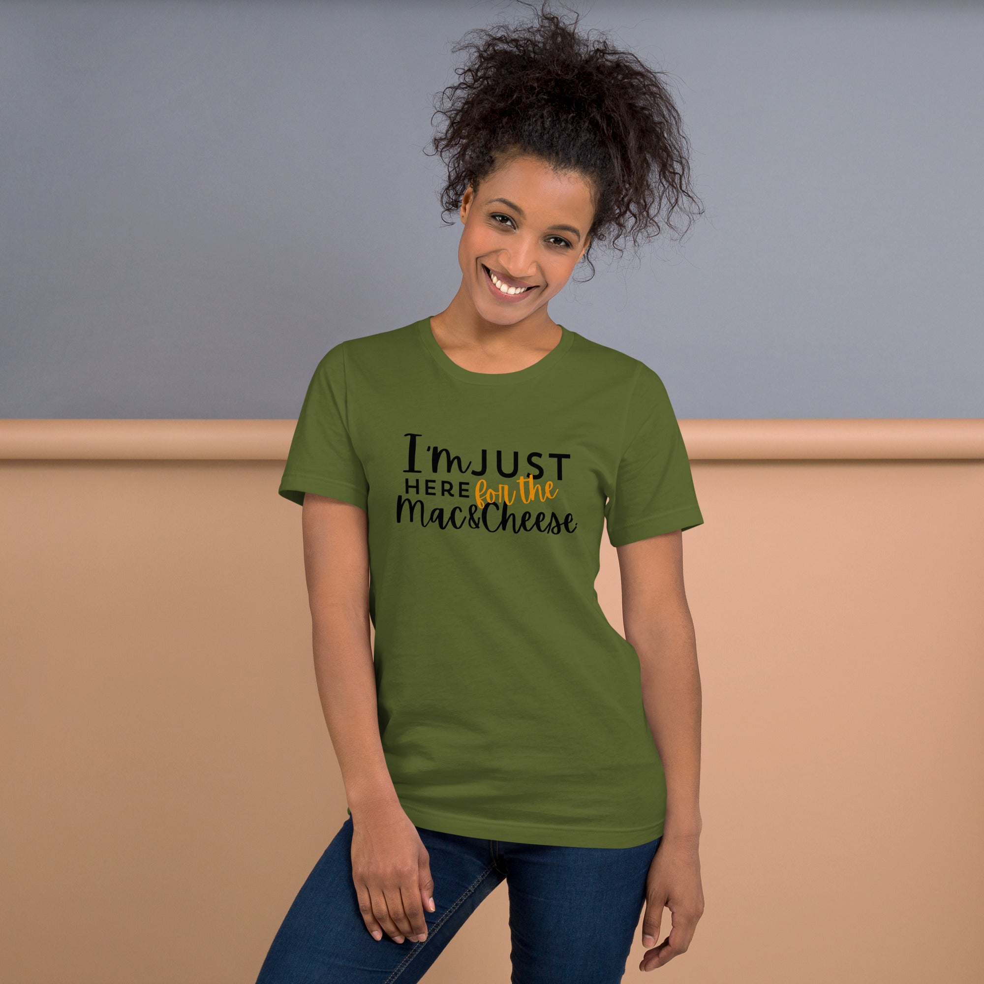 "I'm Just Here for the Mac & Cheese Tee – Comfort Food Thanksgiving Shirt"- Unisex t-shirt