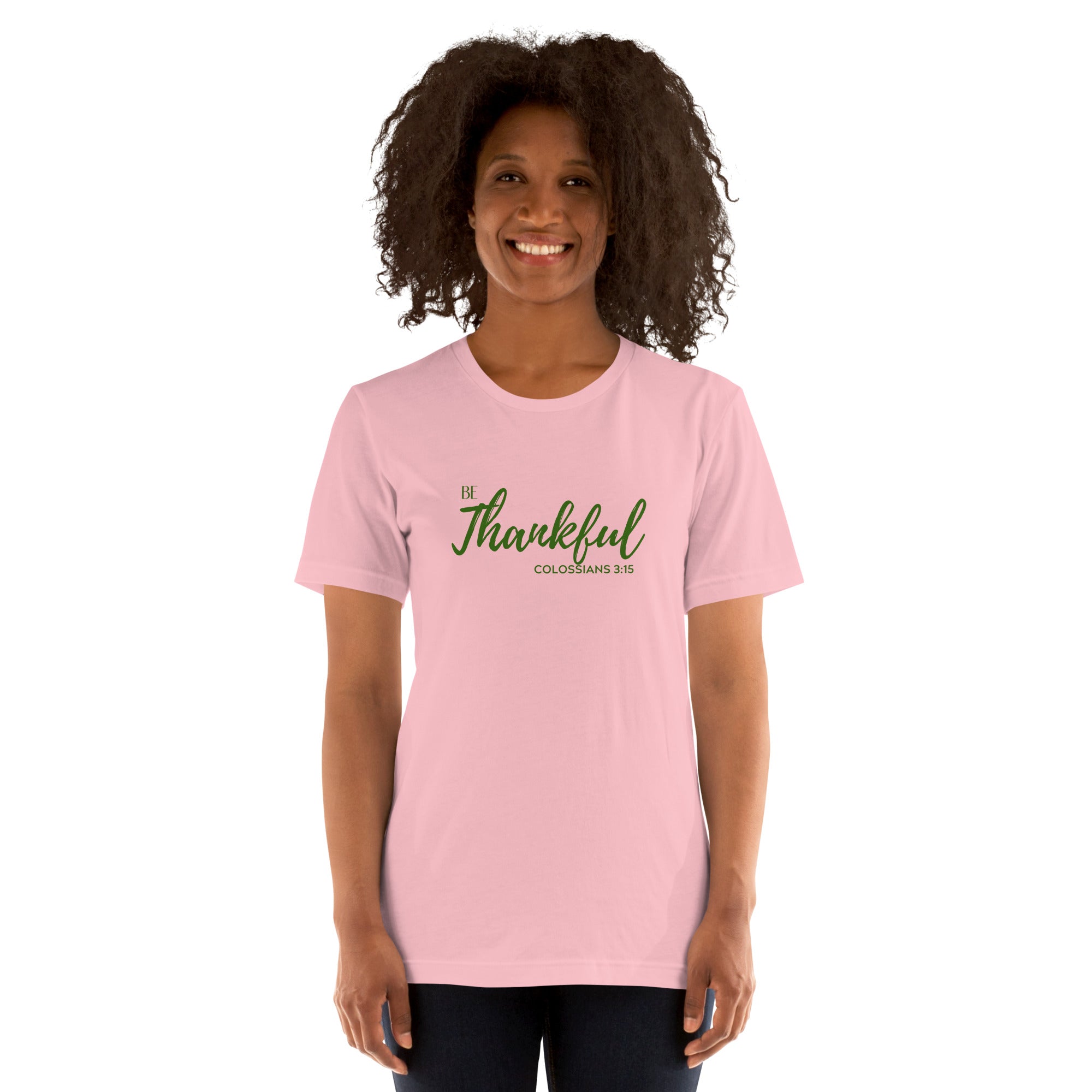 "Be Thankful" Colossians 3:15 Tee – Inspirational Thanksgiving Shirt- Ladies t-shirt