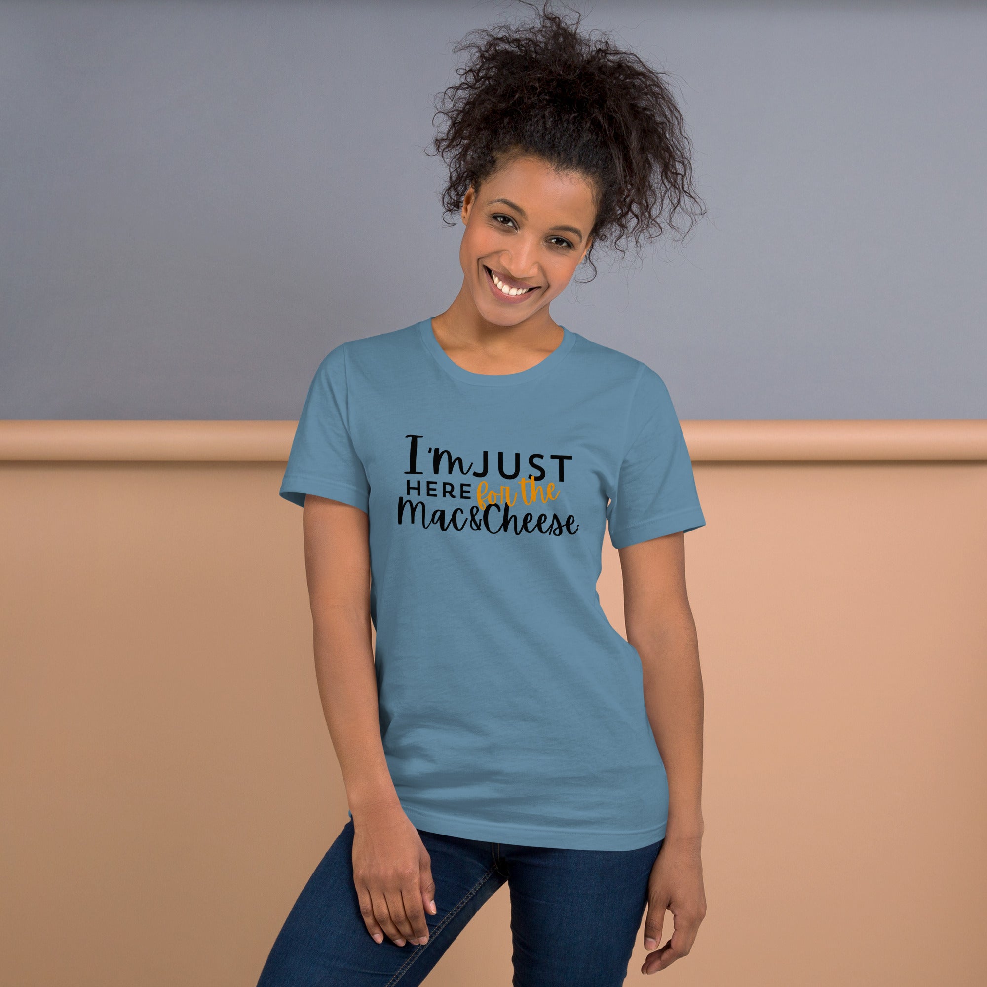 "I'm Just Here for the Mac & Cheese Tee – Comfort Food Thanksgiving Shirt"- Unisex t-shirt