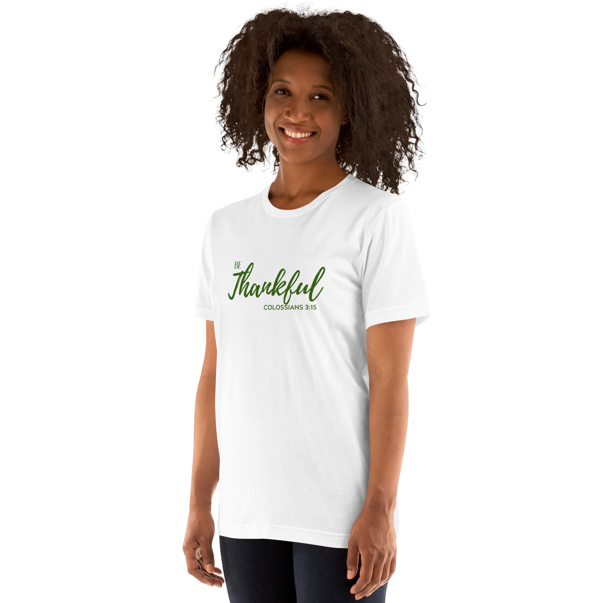 "Be Thankful" Colossians 3:15 Tee – Inspirational Thanksgiving Shirt- Ladies t-shirt