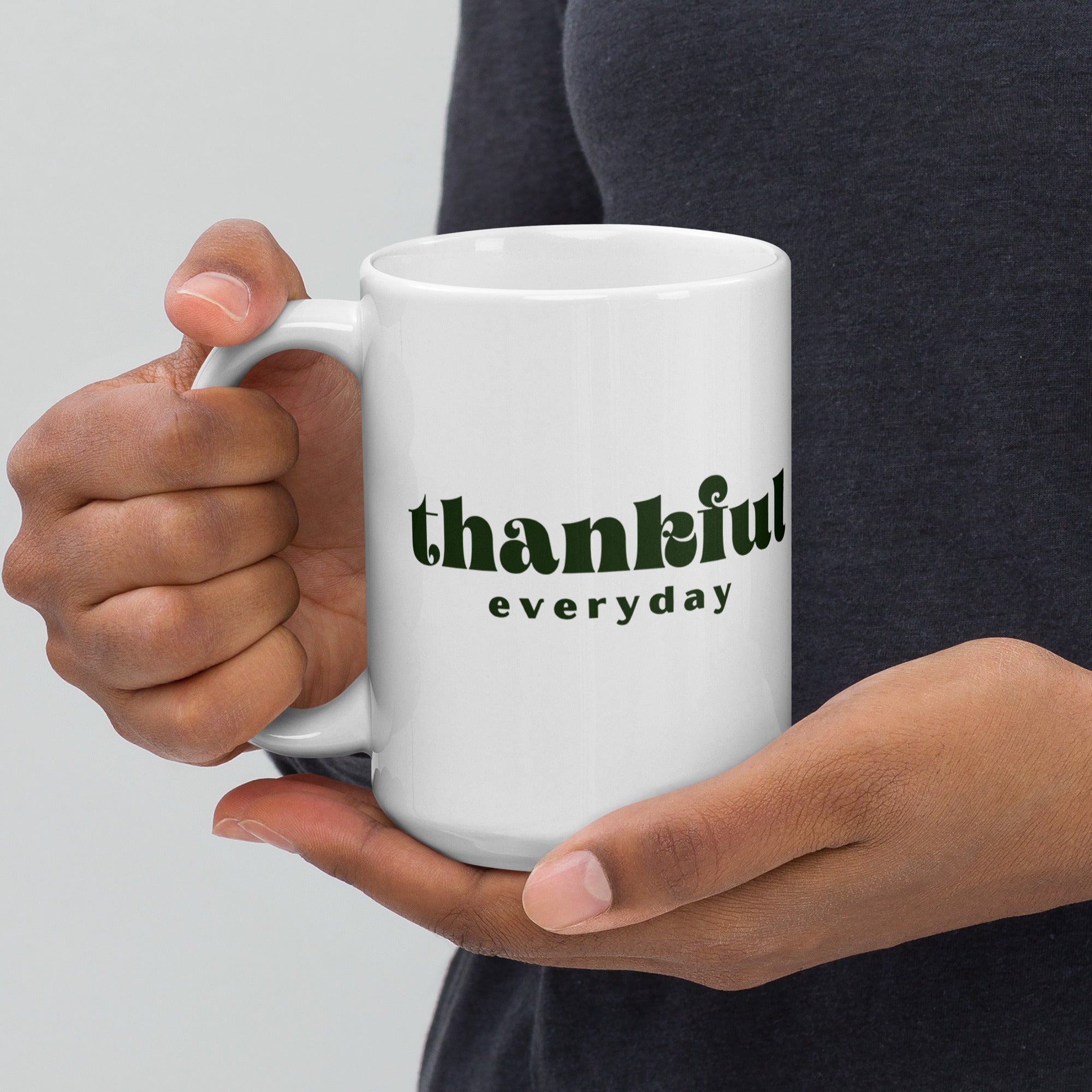 "Thankful Every Day Mug" – Gratitude-Inspired White Glossy Mug