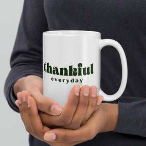 "Thankful Every Day Mug" – Gratitude-Inspired White Glossy Mug