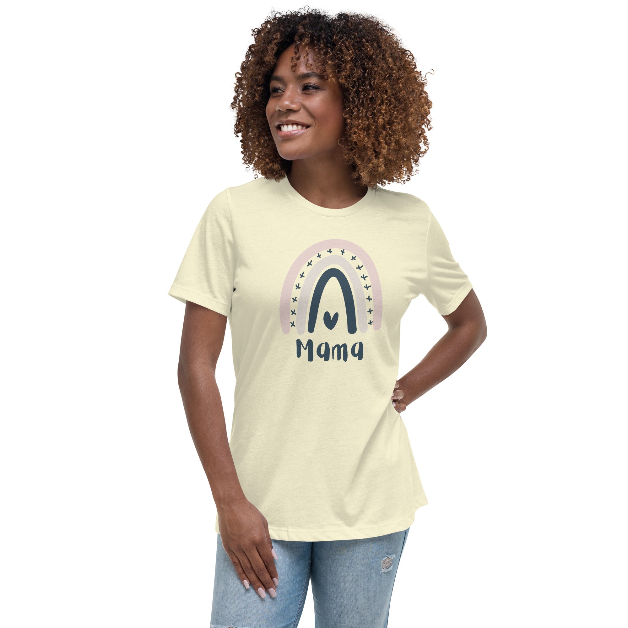 Heart Rainbow Mama Tee - Women's Relaxed T-Shirt