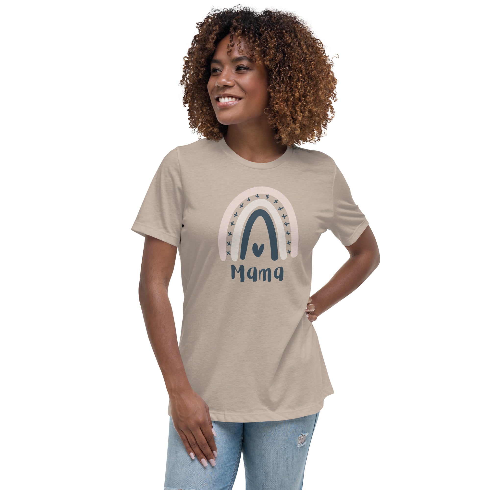 Heart Rainbow Mama Tee - Women's Relaxed T-Shirt